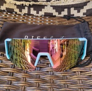 Diff Heat Matte Baby Blue Sherbet Rainbow Mirror Polarized Sunglasses